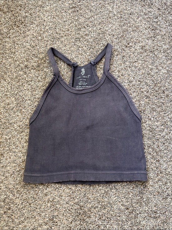 FP Movement by Free People Tops - FP Movement by Free People Happiness Runs Charcoal Ribbed Crop Tank